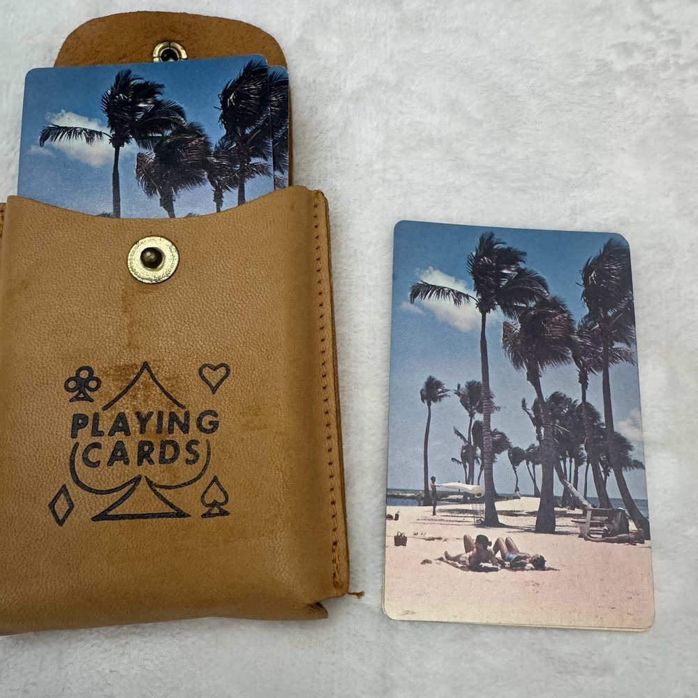 Kent Vintage Hawaii Playing Cards Complete Deck Leather Case Aloha Souvenir